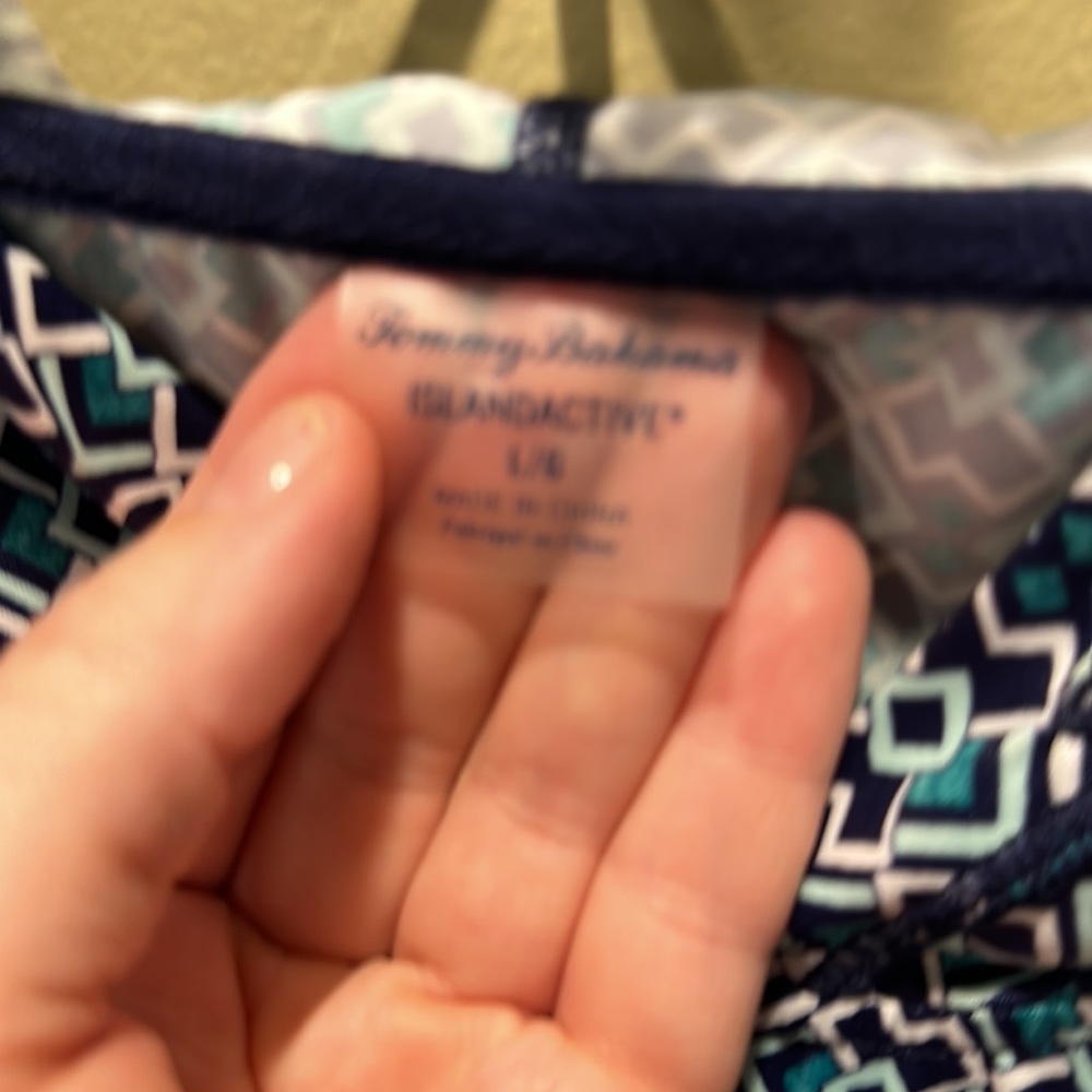 Tommy Bahama IslandActive Swim Cover-up Navy Teal Green Hood Sleeveless EUC L - Picture 4 of 6